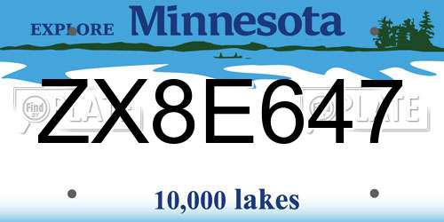 ZX8E647 Minnesota License Plate