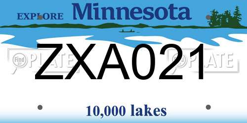 ZXA021 Minnesota License Plate