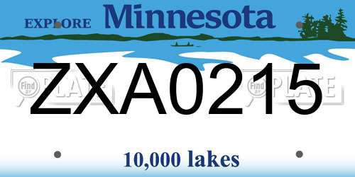 ZXA0215 Minnesota License Plate