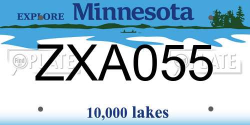ZXA055 Minnesota License Plate
