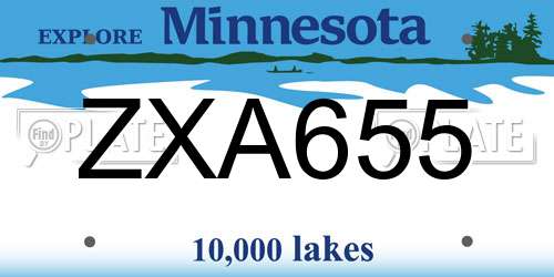 ZXA655 Minnesota License Plate