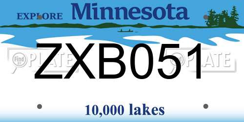 ZXB051 Minnesota License Plate