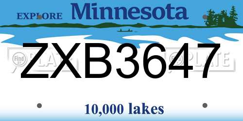 ZXB3647 Minnesota License Plate