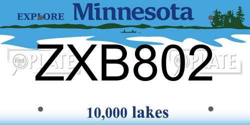 ZXB802 Minnesota License Plate
