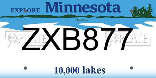 ZXB877 Minnesota License Plate