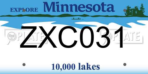 ZXC031 Minnesota License Plate