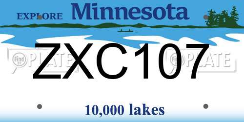 ZXC107 Minnesota License Plate