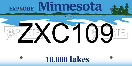 ZXC109 Minnesota License Plate