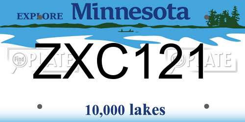 ZXC121 Minnesota License Plate