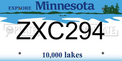 ZXC294 Minnesota License Plate