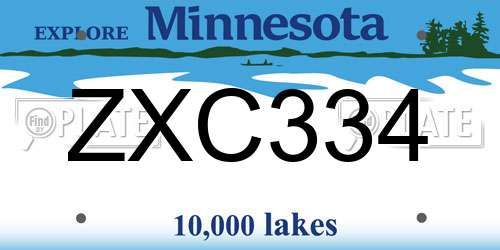 ZXC334 Minnesota License Plate