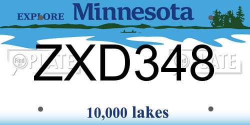 ZXD348 Minnesota License Plate