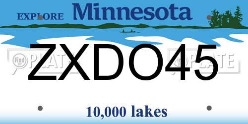 ZXDO45 Minnesota License Plate