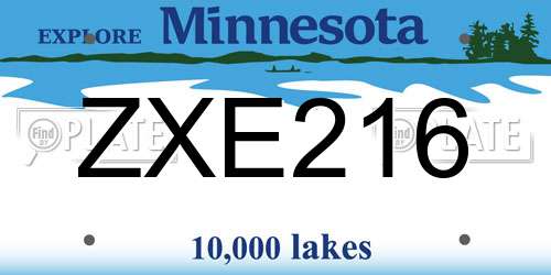 ZXE216 Minnesota License Plate