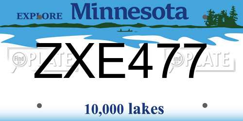 ZXE477 Minnesota License Plate