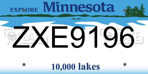 ZXE9196 Minnesota License Plate