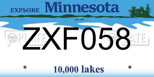 ZXF058 Minnesota License Plate