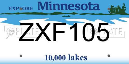 ZXF105 Minnesota License Plate