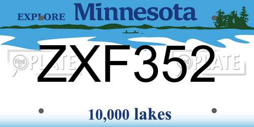 ZXF352 Minnesota License Plate