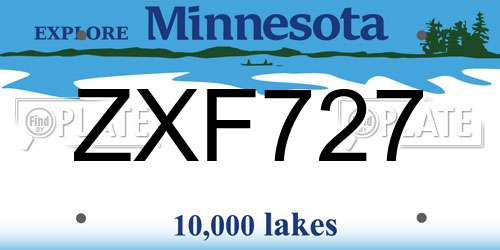 ZXF727 Minnesota License Plate