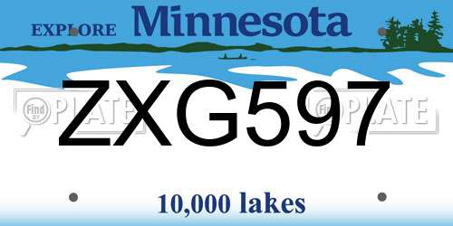 ZXG597 Minnesota License Plate