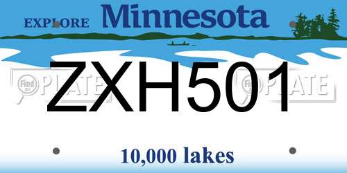 ZXH501 Minnesota License Plate