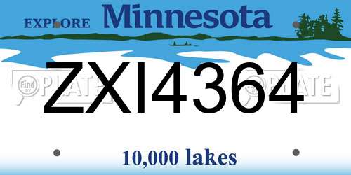 ZXI4364 Minnesota License Plate