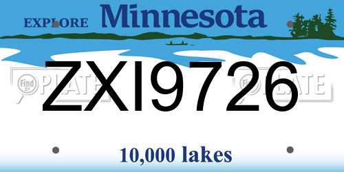ZXI9726 Minnesota License Plate