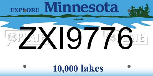 ZXI9776 Minnesota License Plate