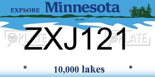 ZXJ121 Minnesota License Plate
