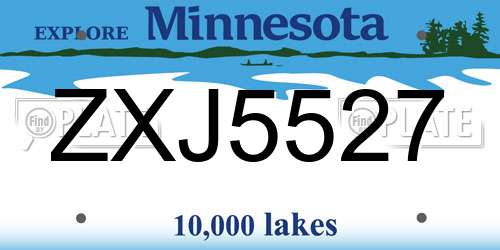 ZXJ5527 Minnesota License Plate