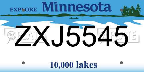 ZXJ5545 Minnesota License Plate
