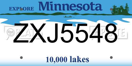 ZXJ5548 Minnesota License Plate