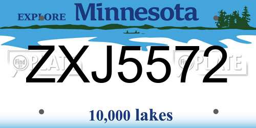 ZXJ5572 Minnesota License Plate