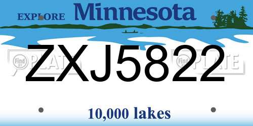 ZXJ5822 Minnesota License Plate