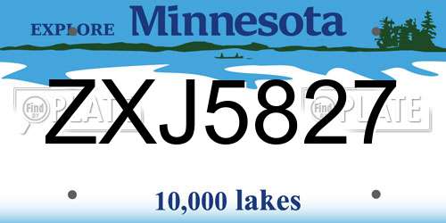 ZXJ5827 Minnesota License Plate