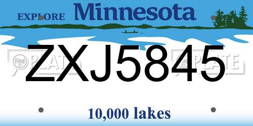 ZXJ5845 Minnesota License Plate