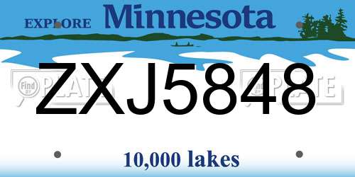 ZXJ5848 Minnesota License Plate