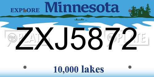 ZXJ5872 Minnesota License Plate
