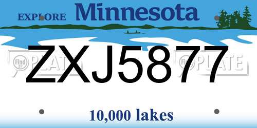 ZXJ5877 Minnesota License Plate