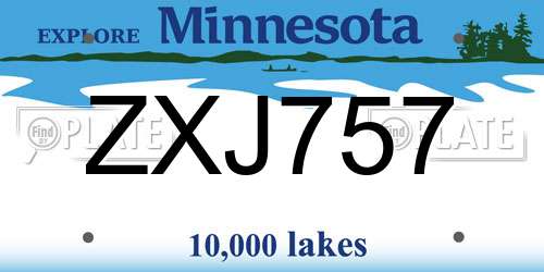 ZXJ757 Minnesota License Plate