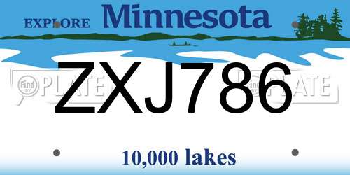 ZXJ786 Minnesota License Plate