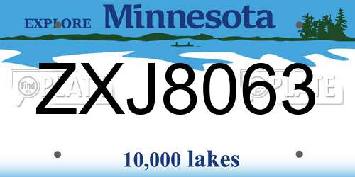 ZXJ8063 Minnesota License Plate