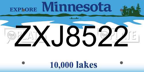 ZXJ8522 Minnesota License Plate