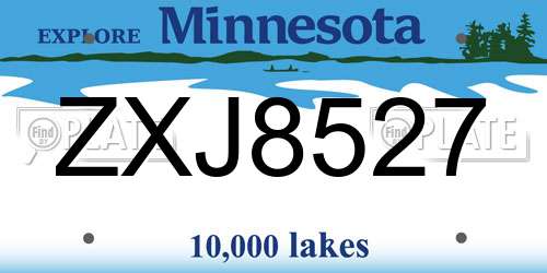 ZXJ8527 Minnesota License Plate