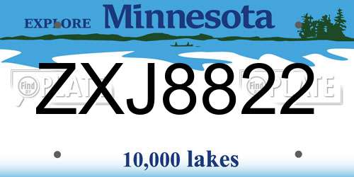 ZXJ8822 Minnesota License Plate