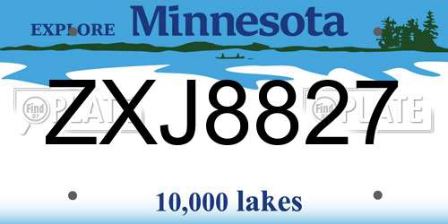 ZXJ8827 Minnesota License Plate