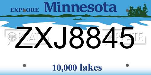 ZXJ8845 Minnesota License Plate