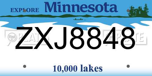 ZXJ8848 Minnesota License Plate