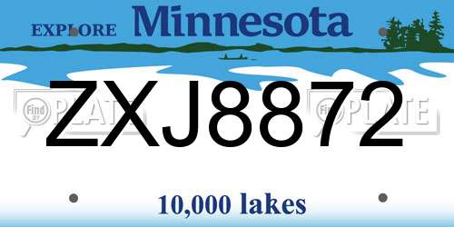 ZXJ8872 Minnesota License Plate